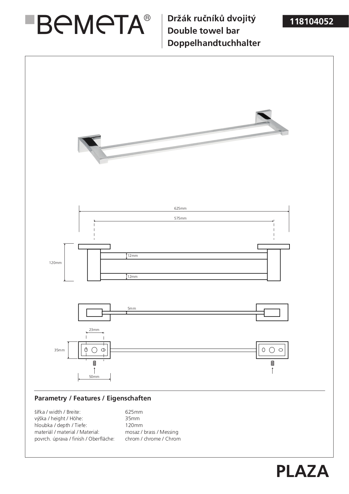 Bemeta Plaza 118104052 User guide