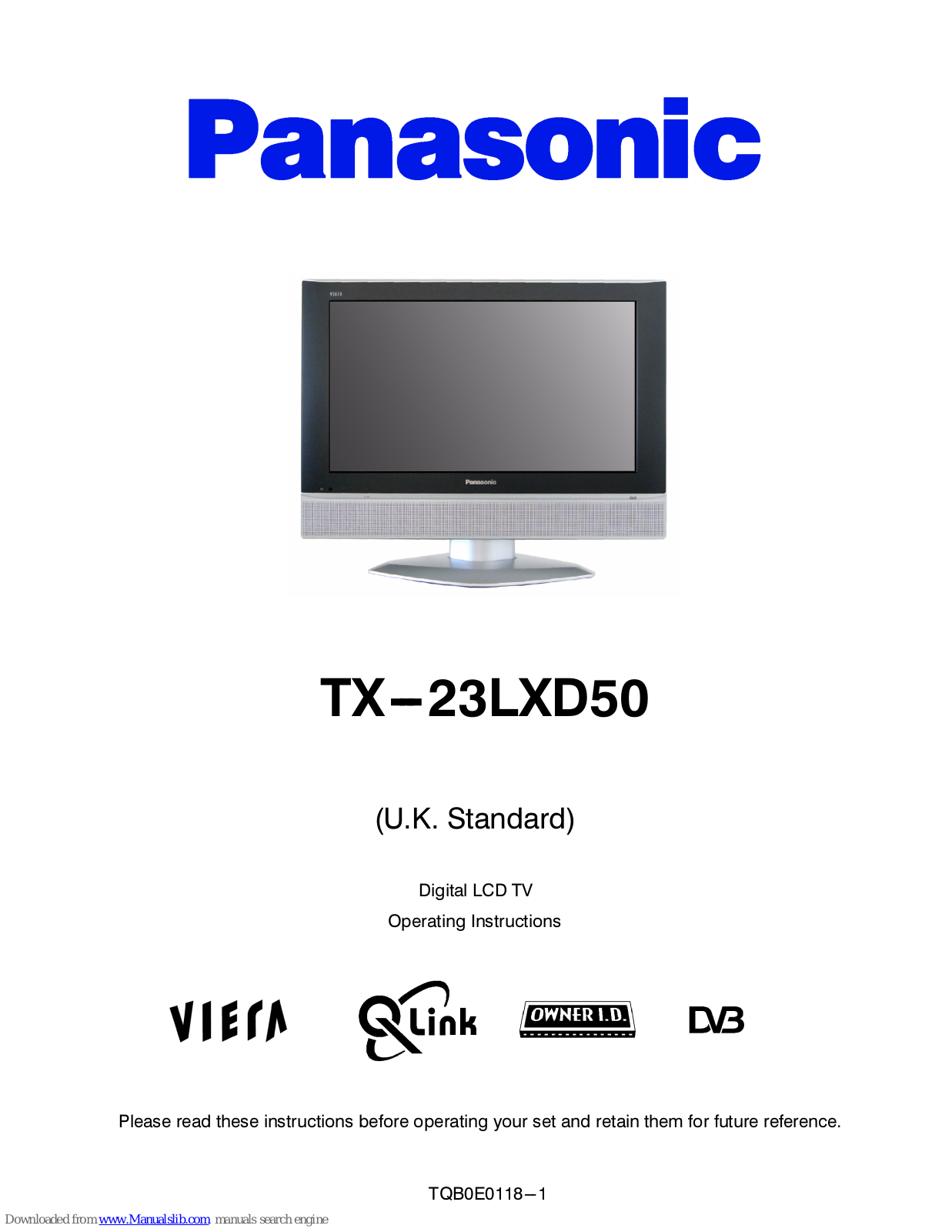 Panasonic Viera TX-23LXD50 Operating Instructions Manual