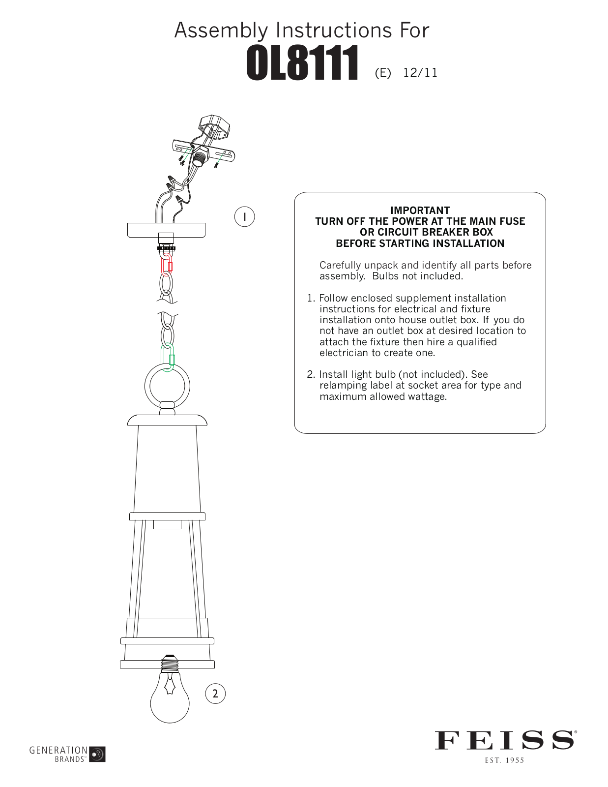 Feiss OL8111 User Manual