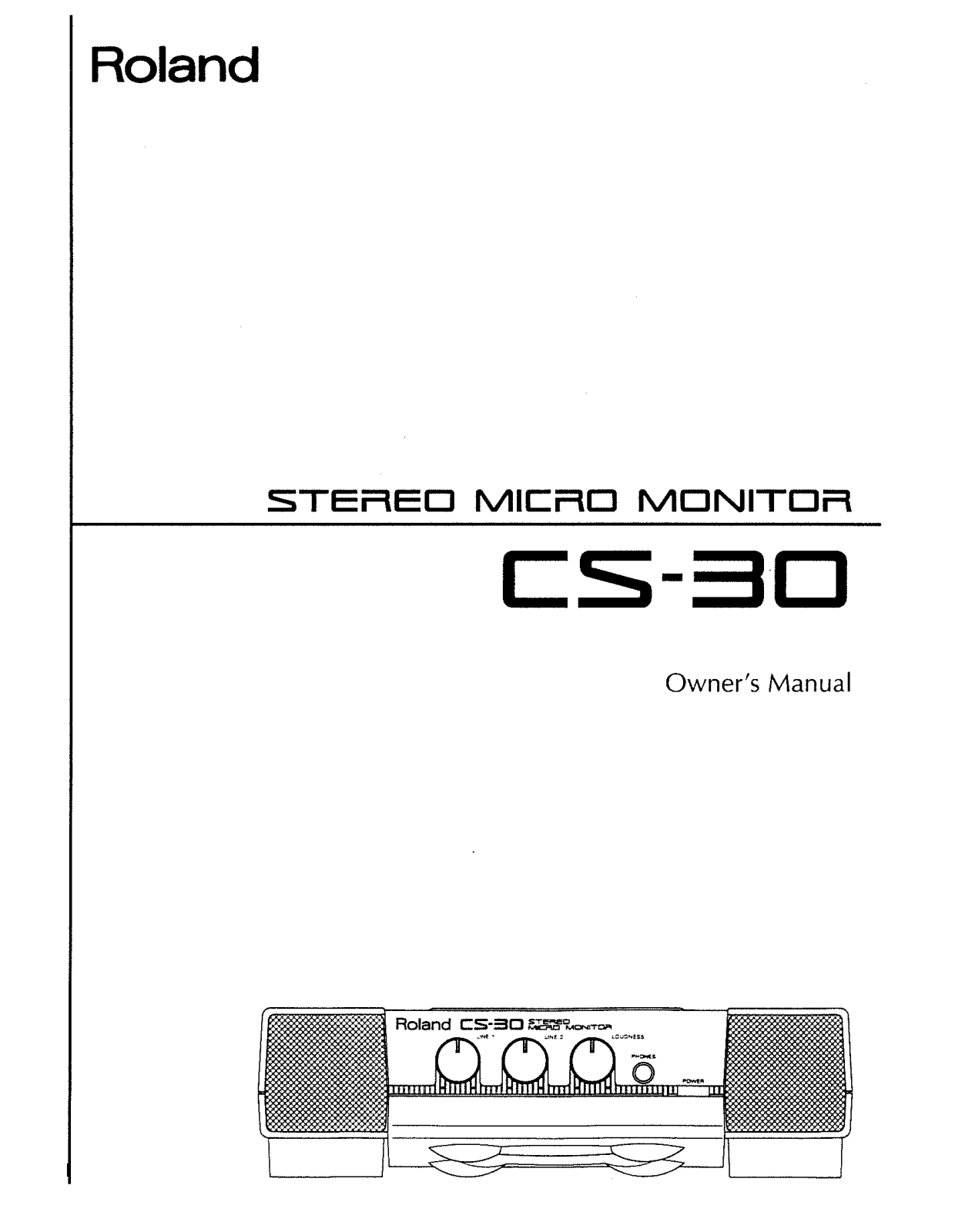 Roland Corporation CS-30 Owner's Manual