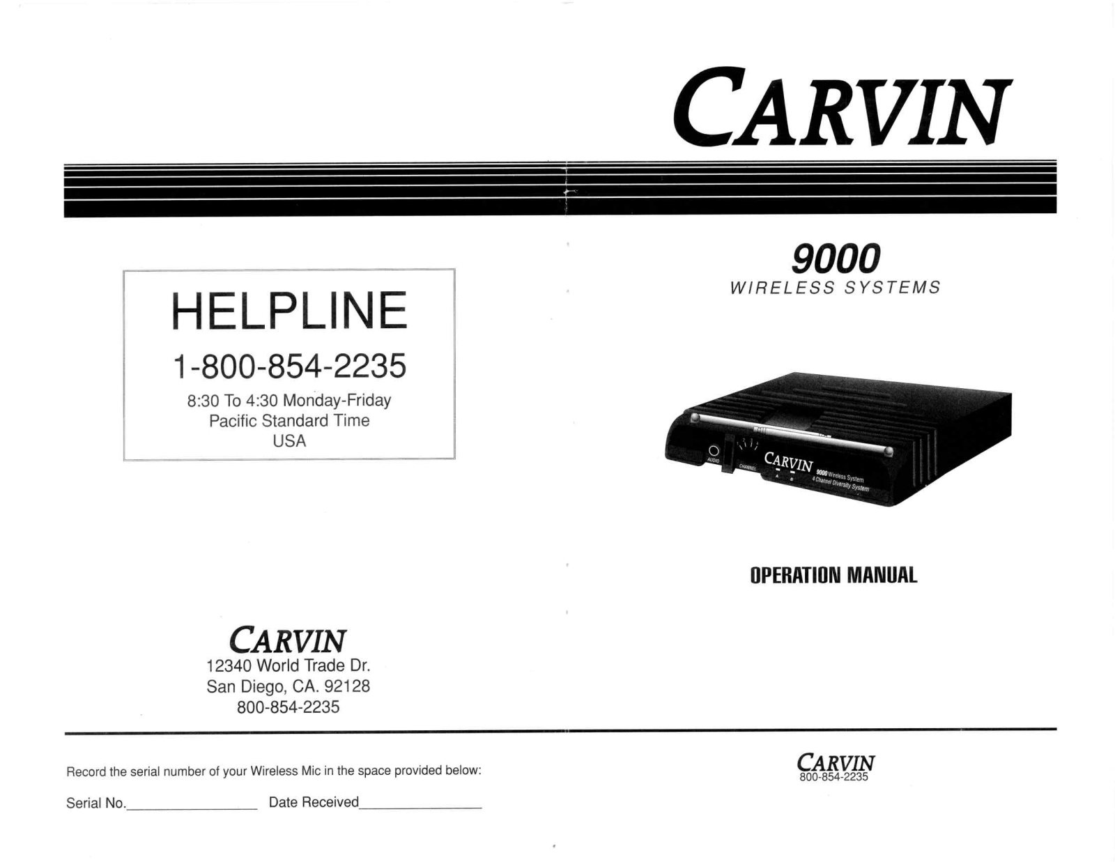 Carvin 9000 Owners manual