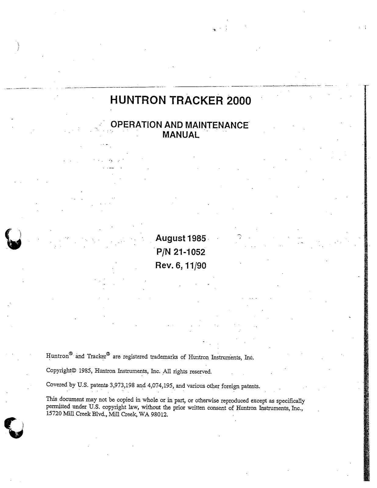 Huntron Instruments 2000 Service manual