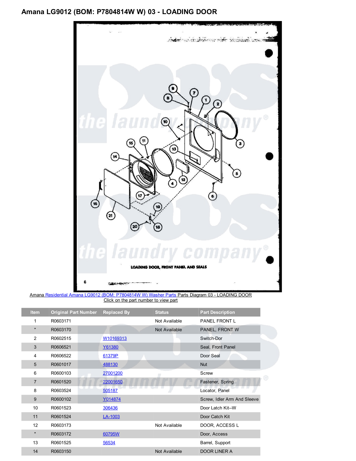 Amana LG9012 Parts Diagram