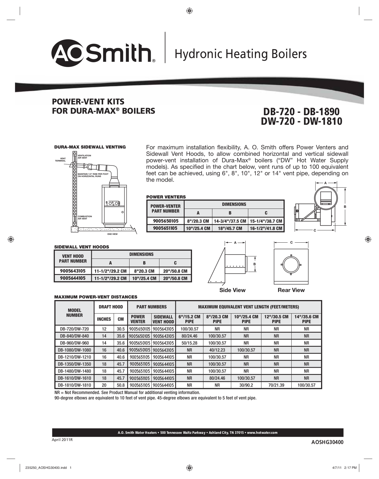 A. O. Smith DB-1210 User Manual