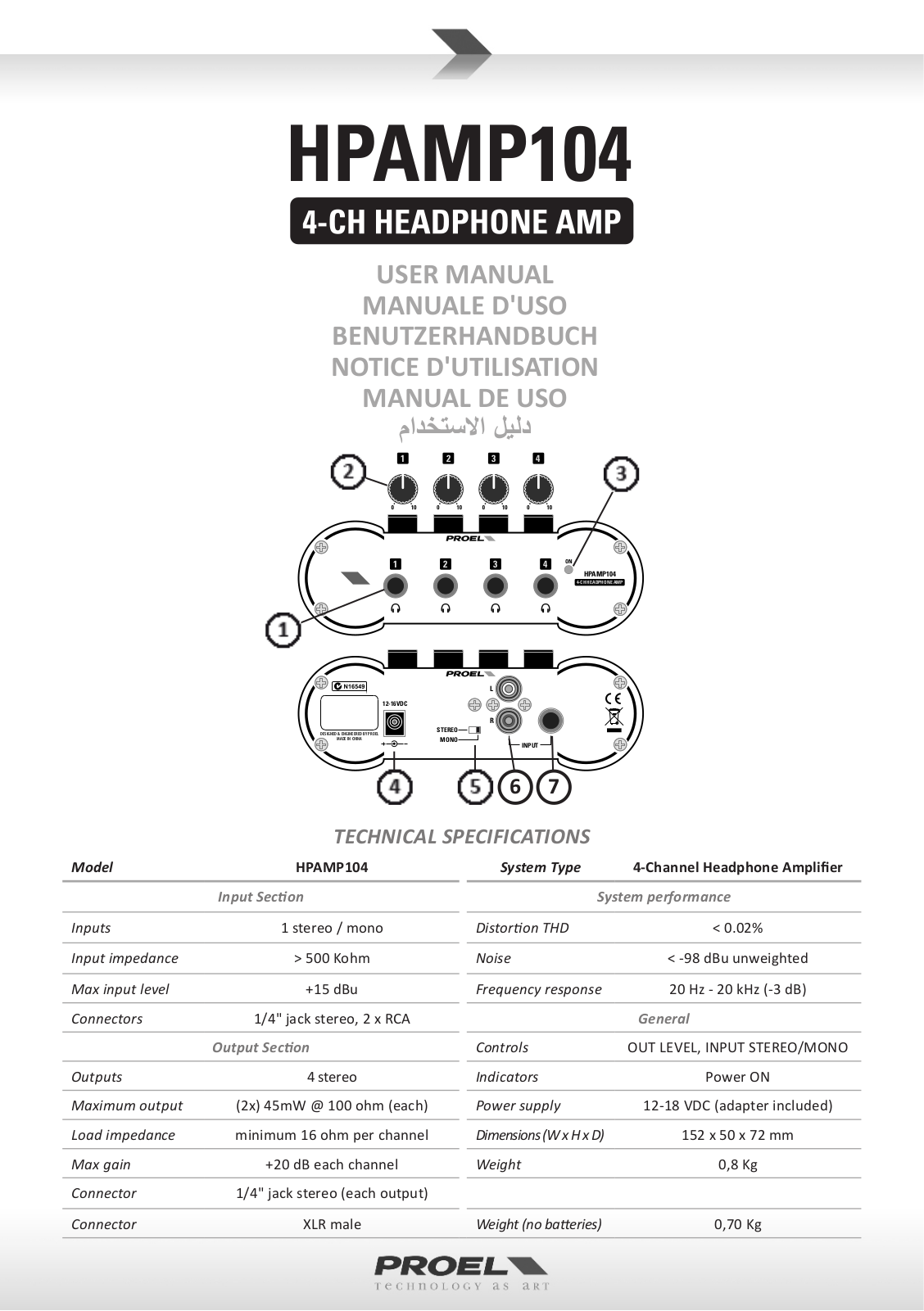 Proel HPAMP104 User Manual