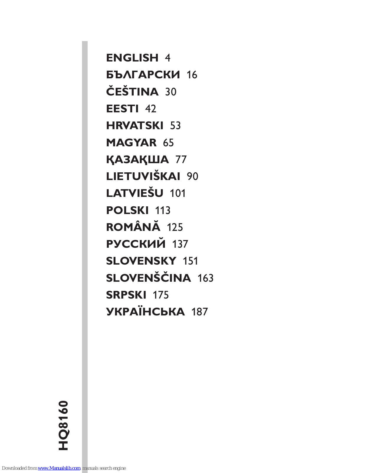 Philips HQ8160/16, HQ8160/33, HQ8160 User Manual