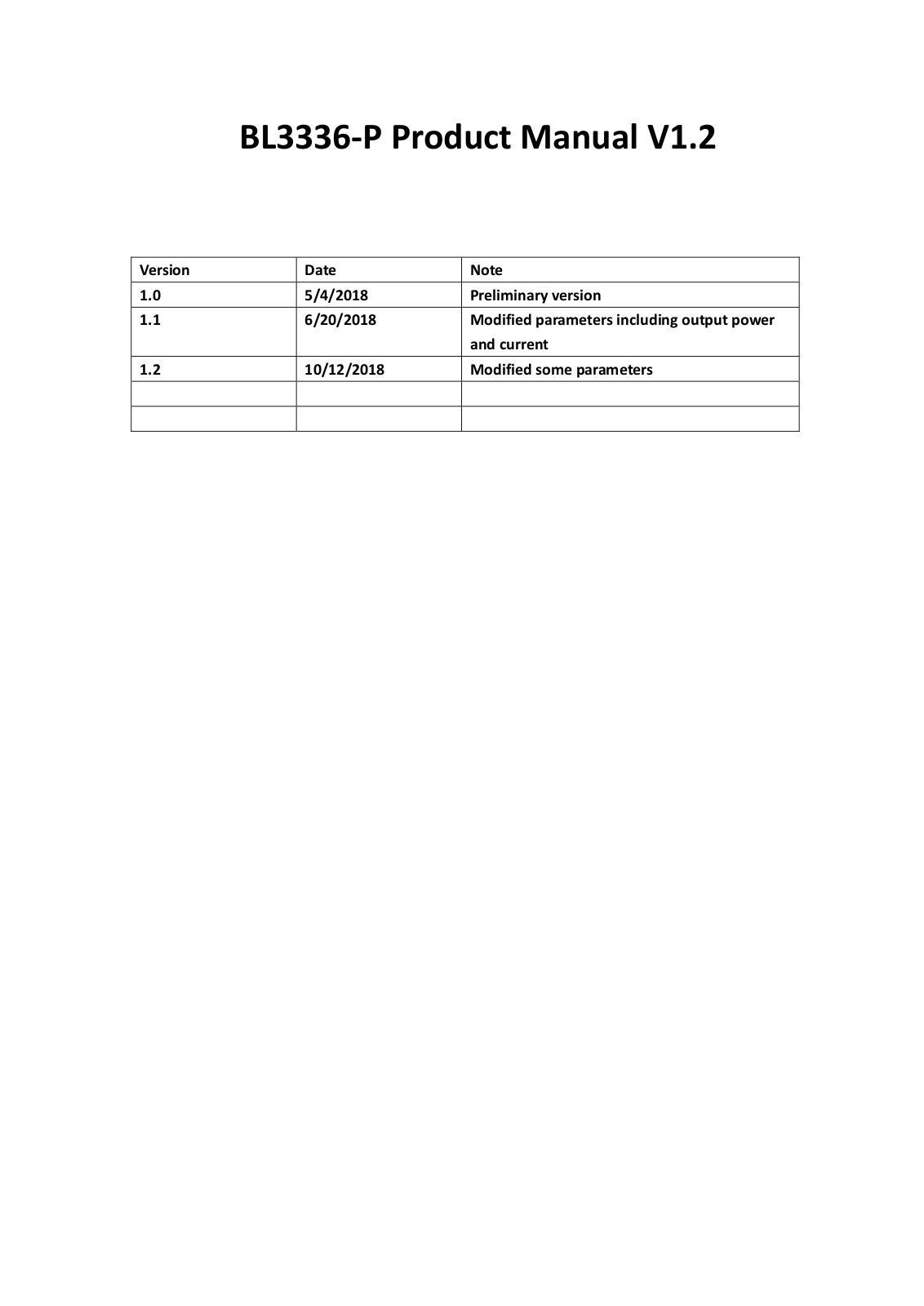 Hangzhou Gubei Electronics Technology BL3336 P User Manual