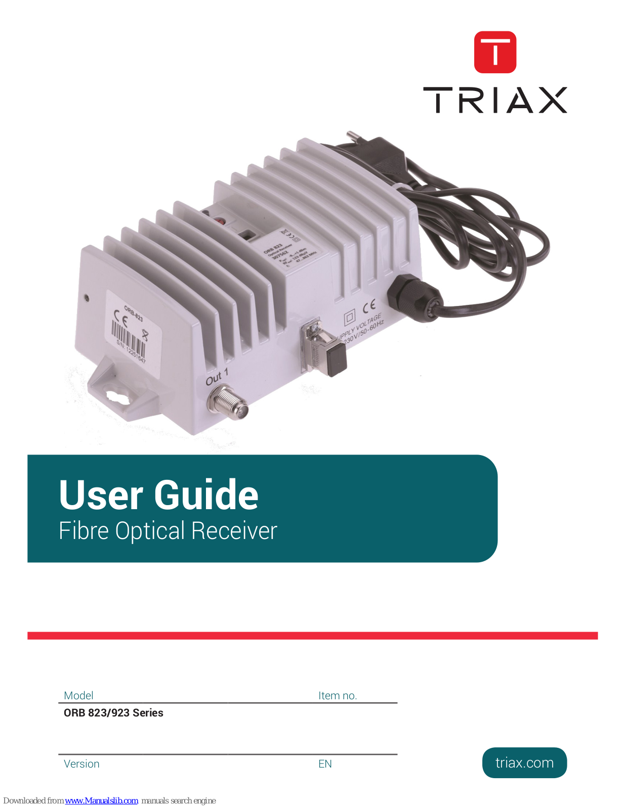 Triax ORB 923 Series, ORB 823 Series User Manual