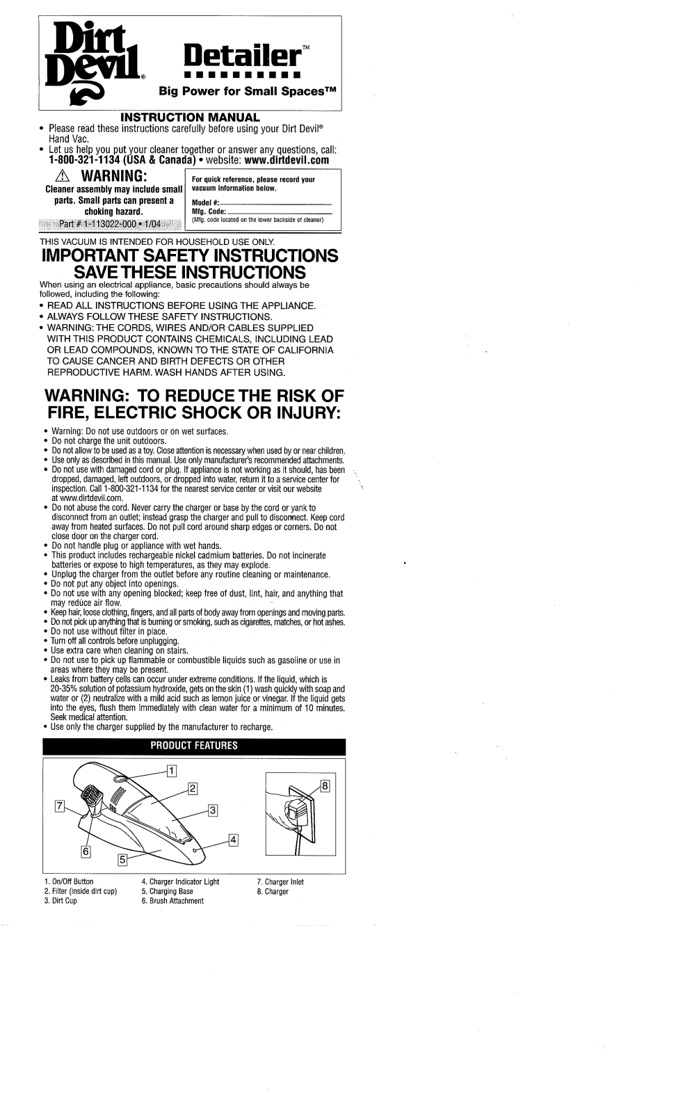 DIRT DEVIL MCV2000 User Manual - ManualMachine.com