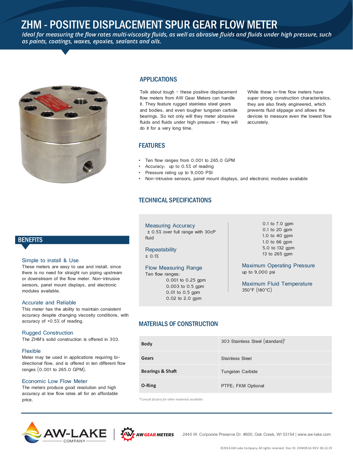 AW-Lake ZHM Specifications