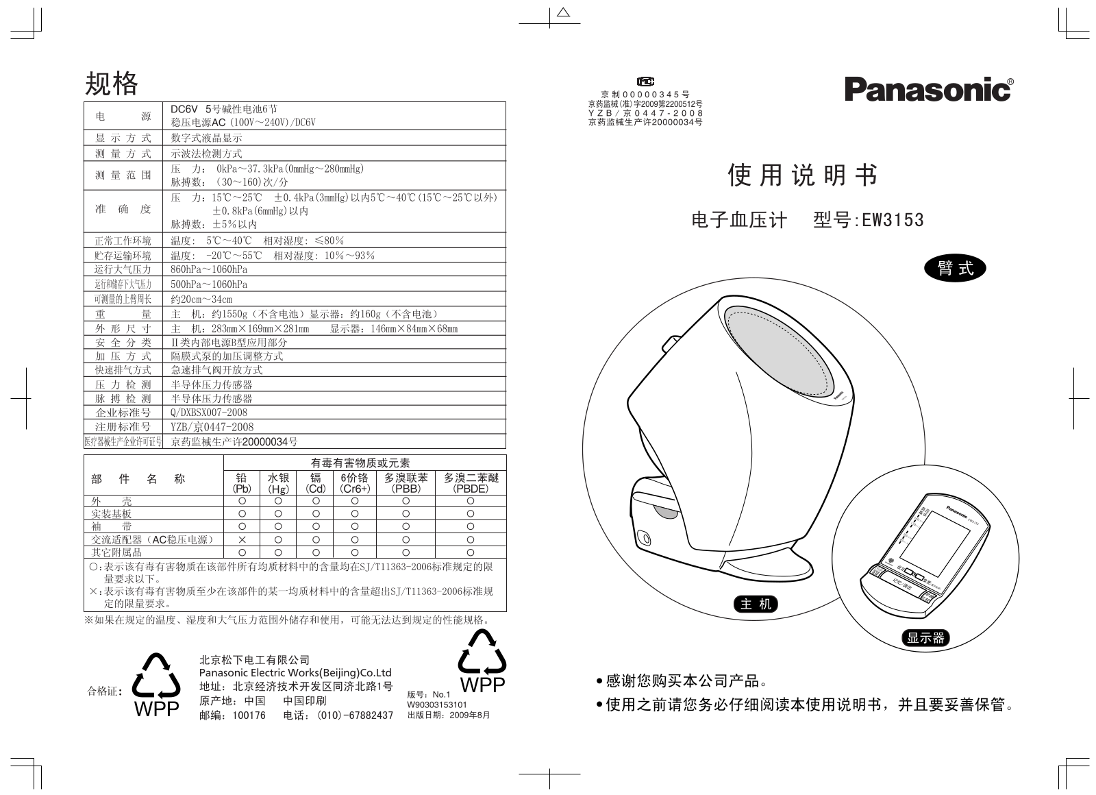 Panasonic EW3153 User Manual