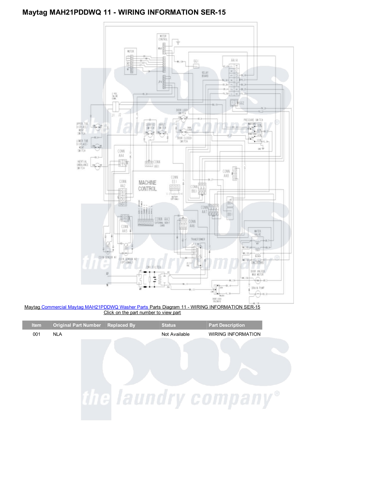 Maytag MAH21PDDWQ Parts Diagram