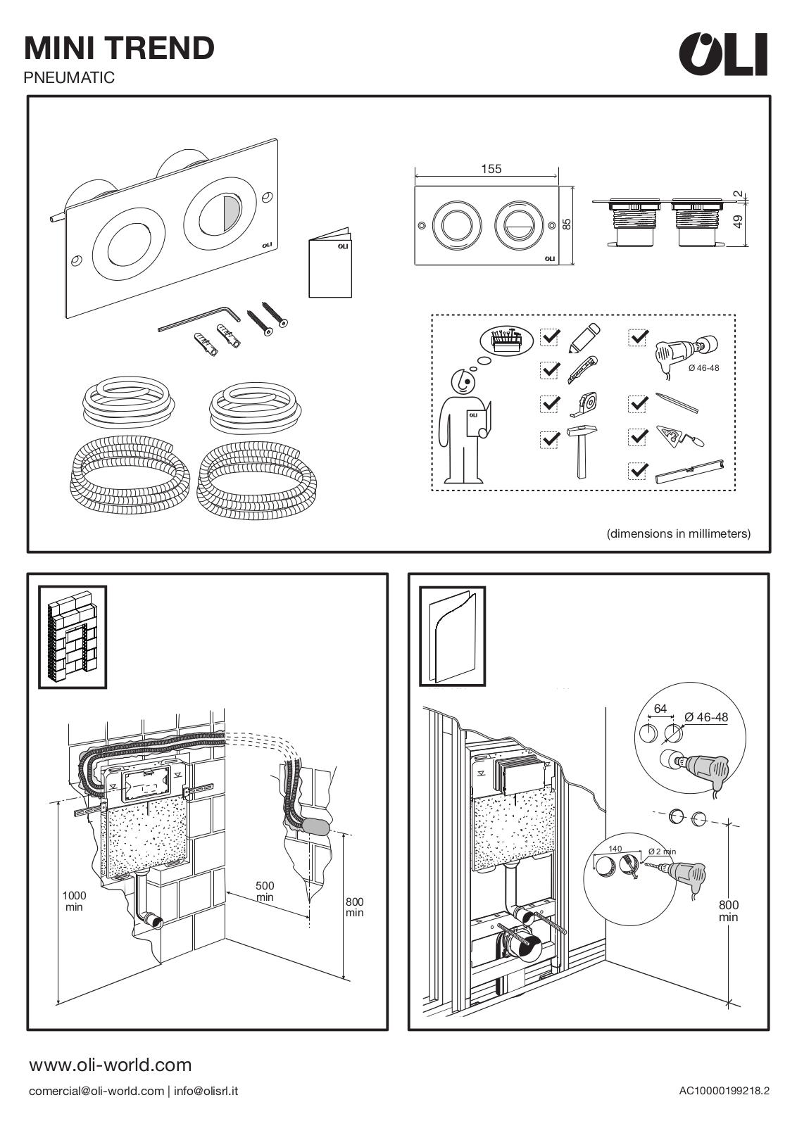 OLI MINI TREND PNEUMATIC Installation guide