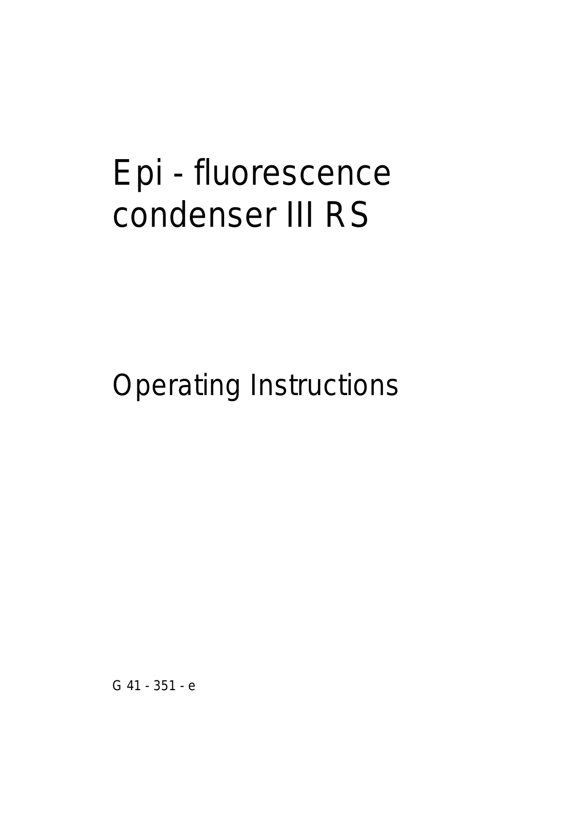 Zeiss CONDENSER III RS Operating Instructions