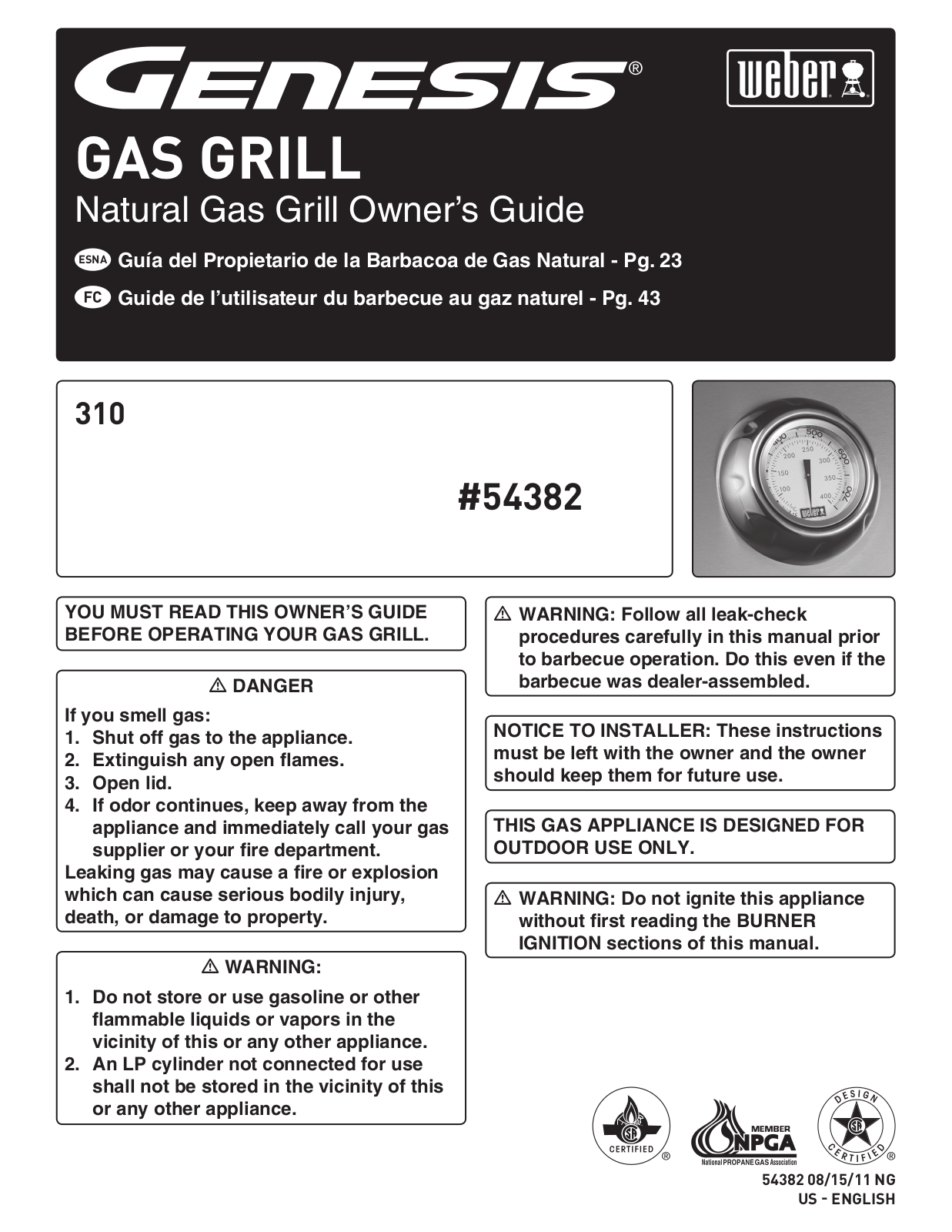 Weber 6619099 Owner's Manual