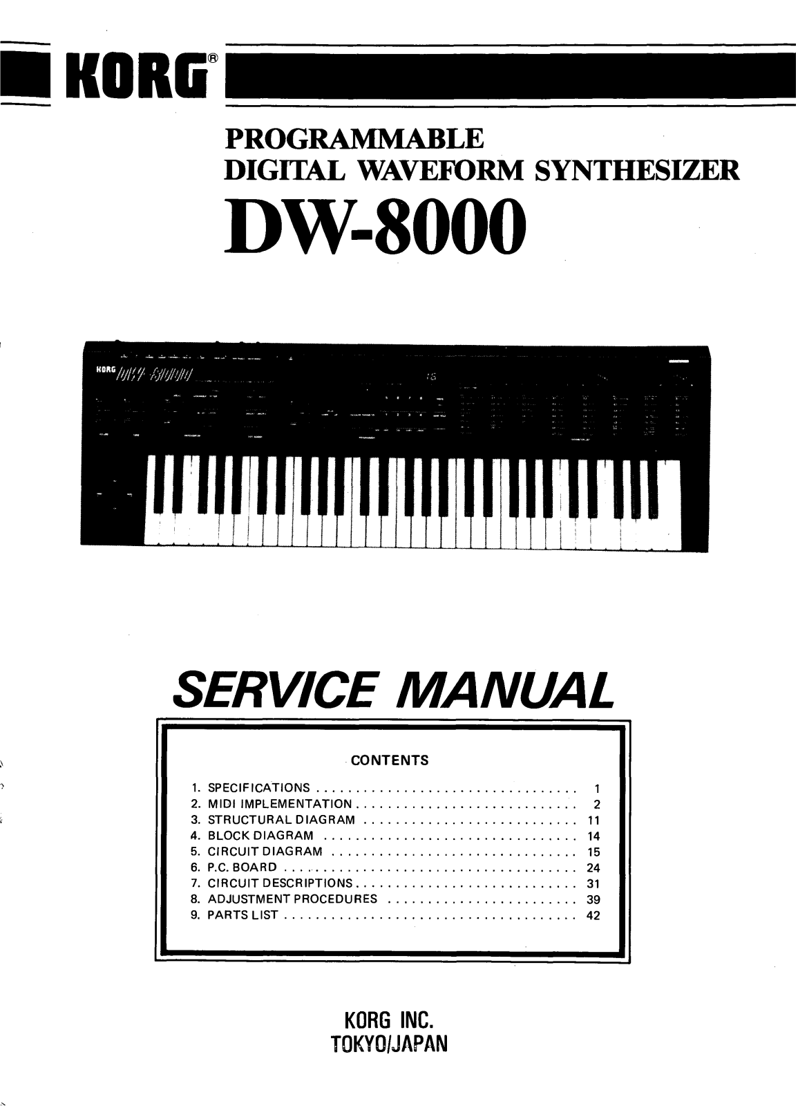 Korg DW-8000 Service Manual