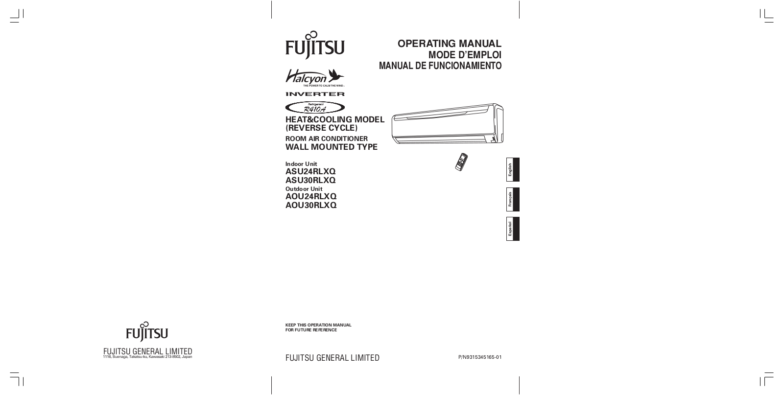 Fujitsu AOU24RLXQ Installation  Manual