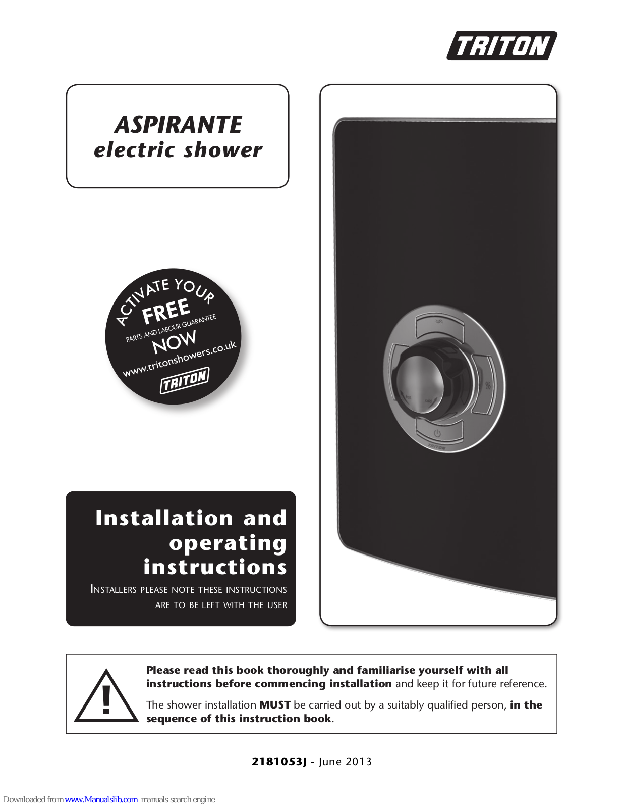 Triton ASPIRANTE Installation And Operating Instructions Manual