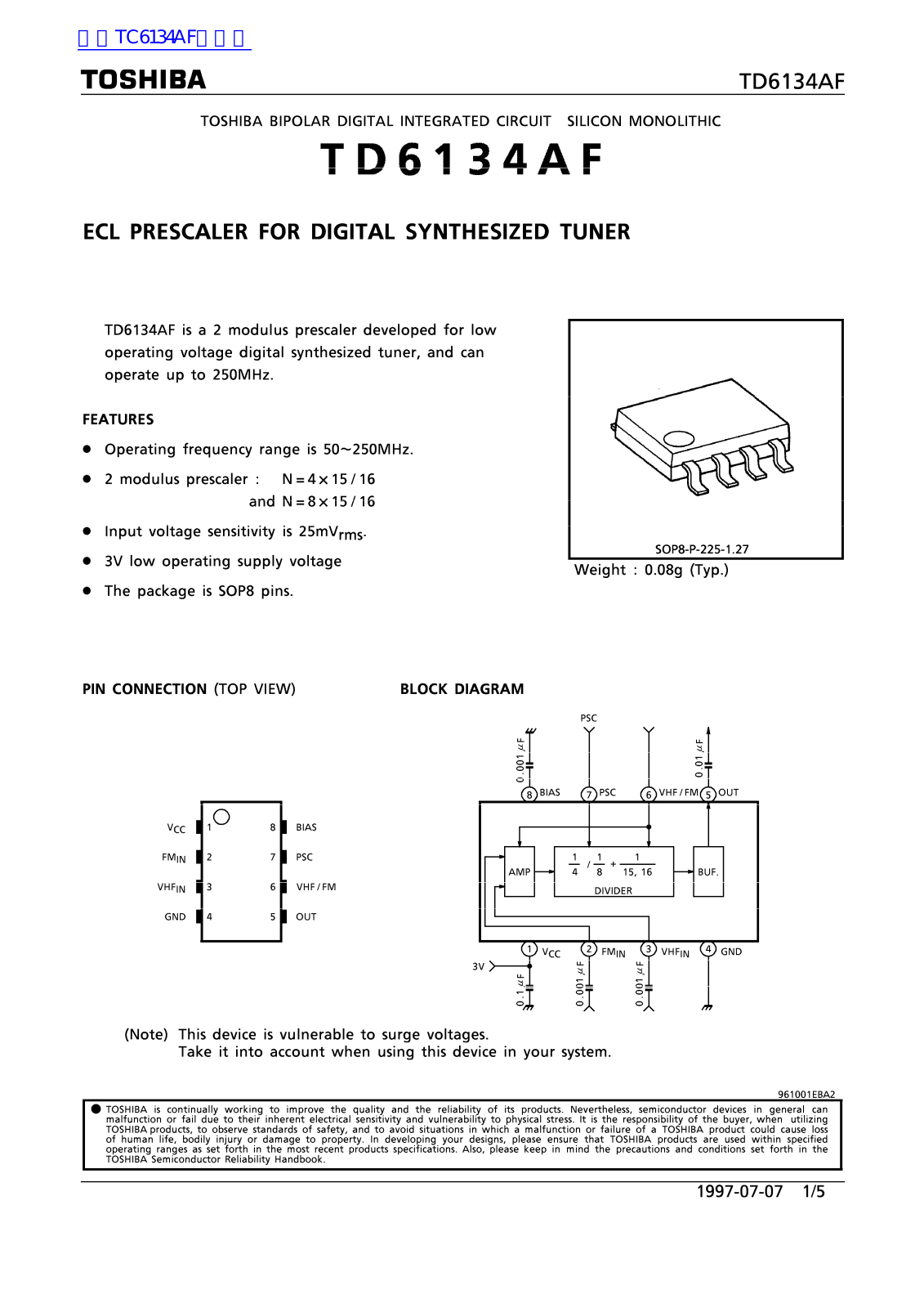 TOSHIBA TD6134AF Technical data