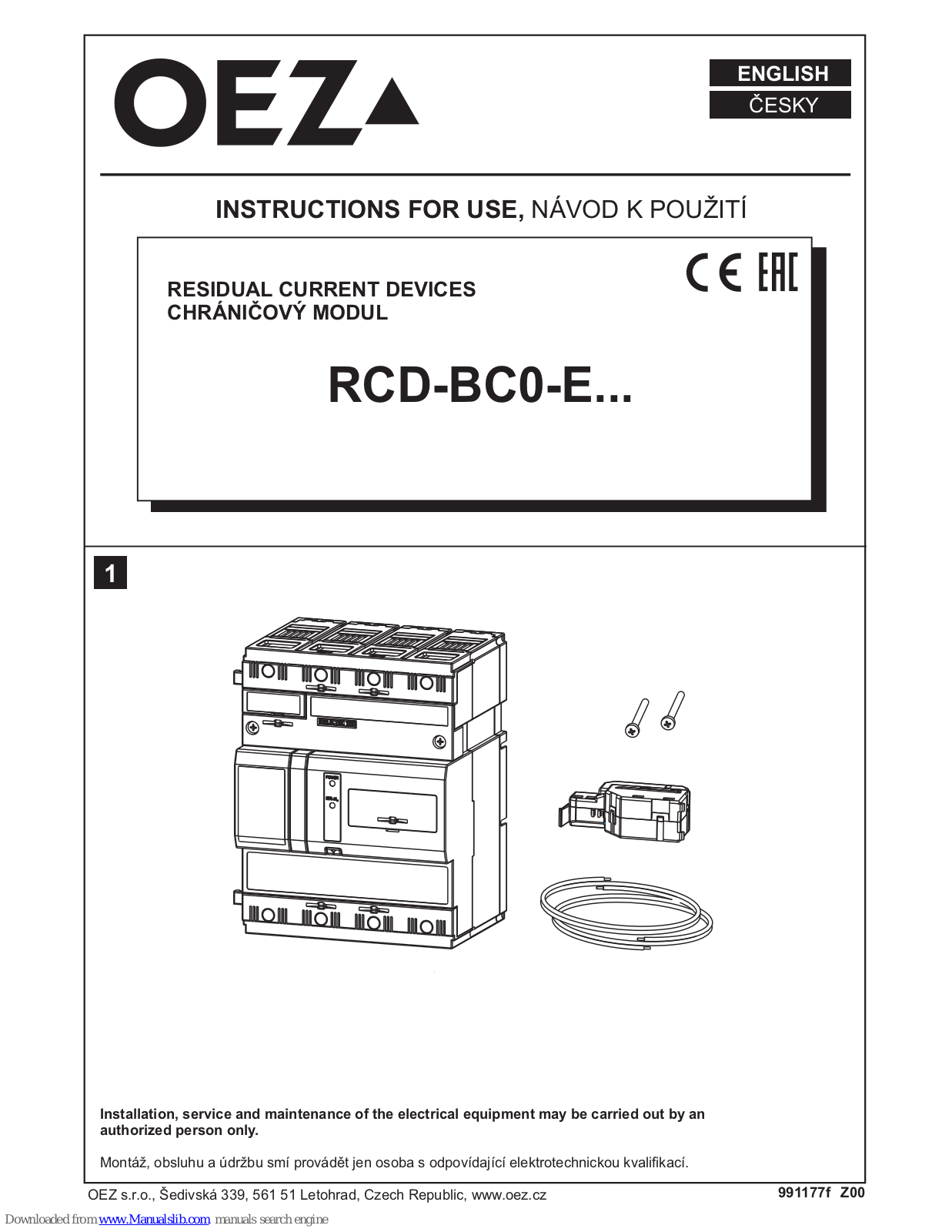 OEZ RCD-BC0-E, RCD-BC0-EA16, RCD-BC0-EA06 Instruction Manual