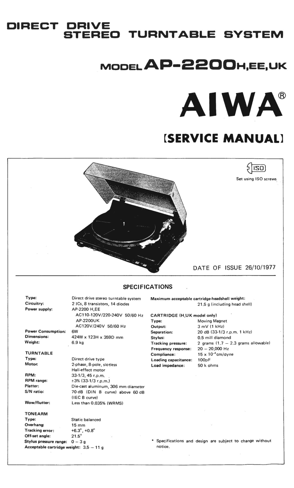 Aiwa AP-2200 Service Manual