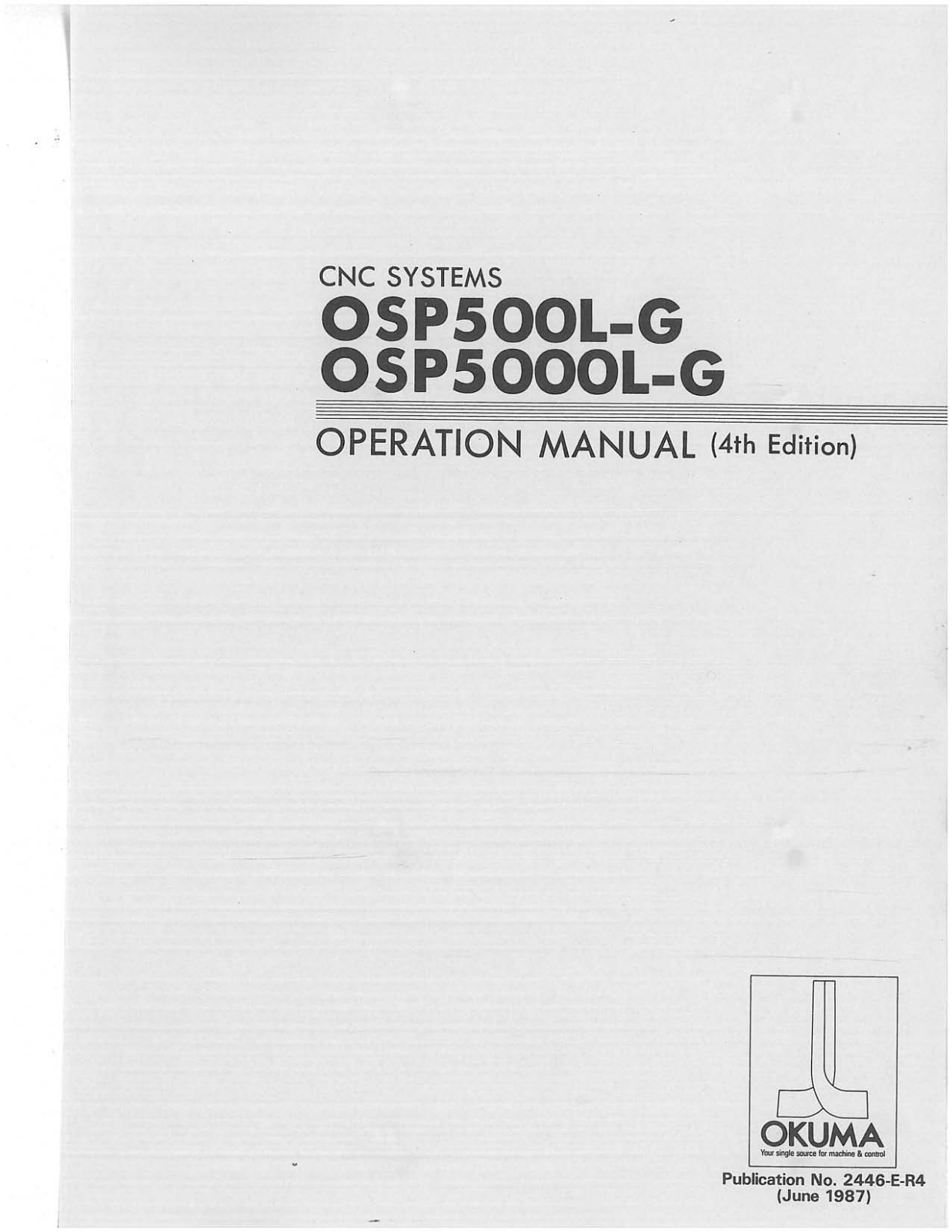 okuma OSP500L-G, OSP5000L-G Operation Manual