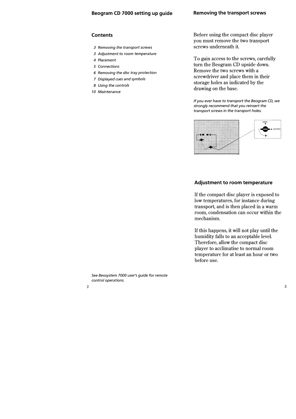 Bang and Olufsen Beogram CD-7000 Owners manual