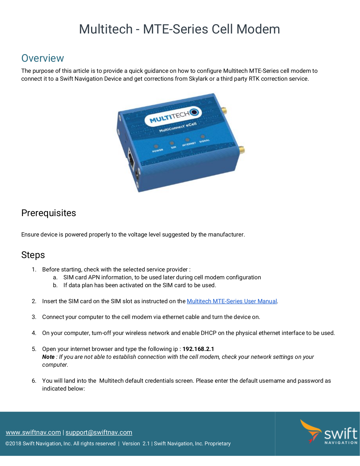 Multitech MTE-, MTE-LAT2, MTE-LAT2-B07-US User Manual