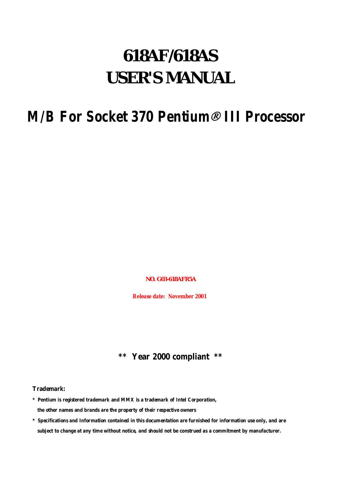 Jetway 618AFR5A User Manual