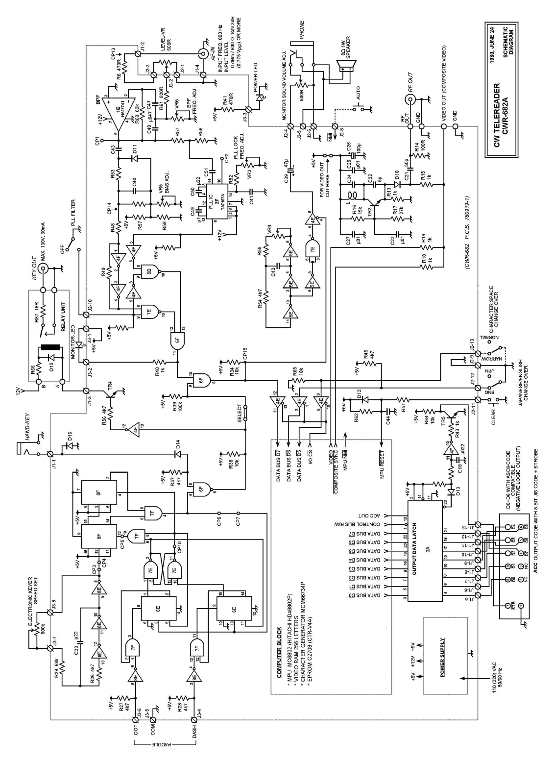 Telereader CWR-682A Schematics - ManualMachine.com