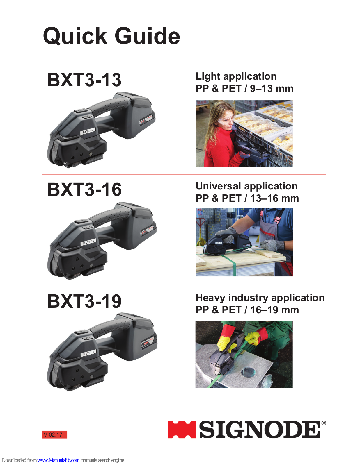 Signode BXT3-13, BXT3-19, BXT3-16 Quick Manual - ManualMachine.com