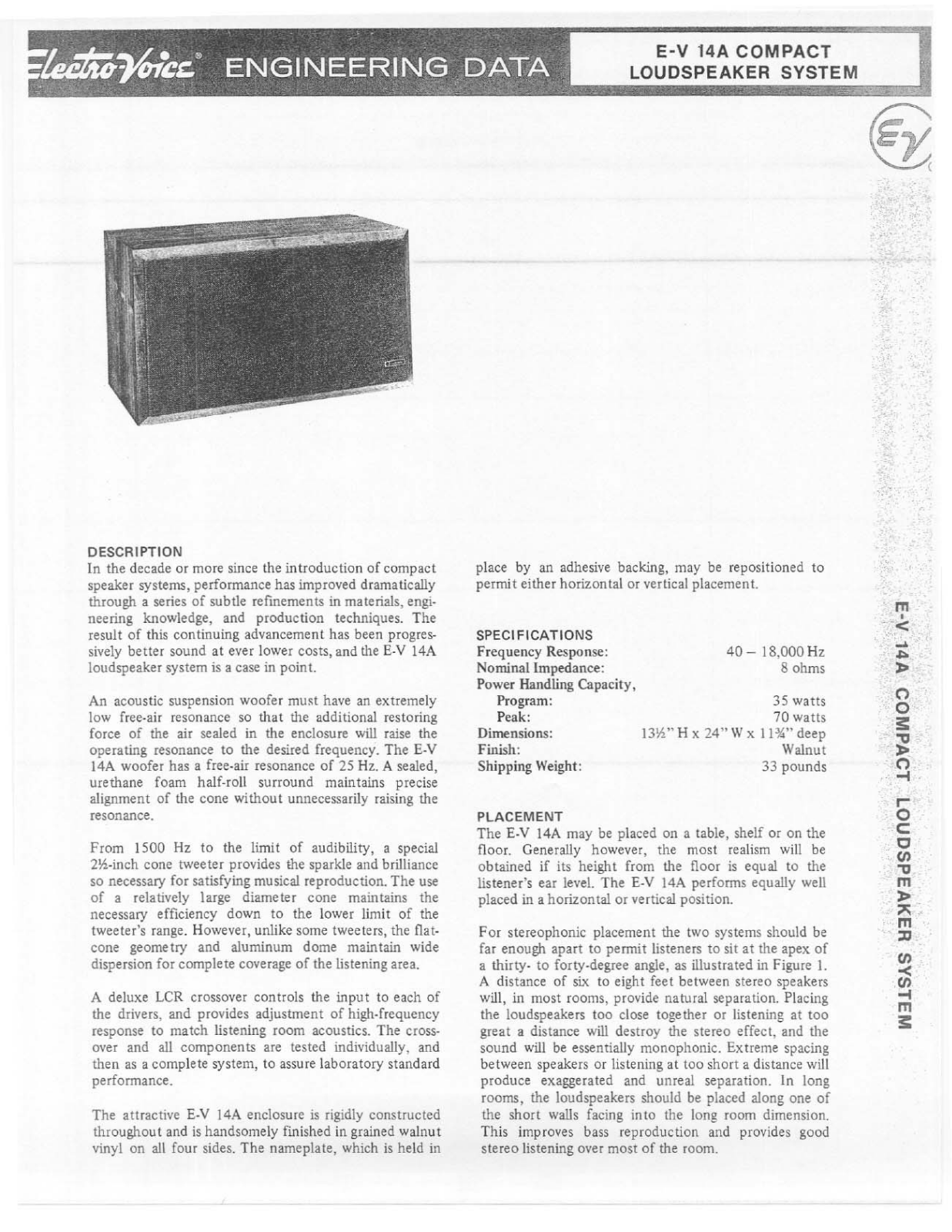 Electro-Voice E-V 14A User Manual