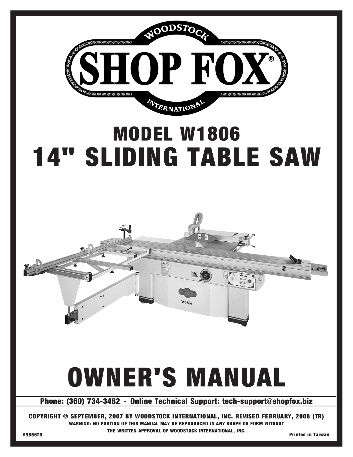 Shop fox W1806 User Manual