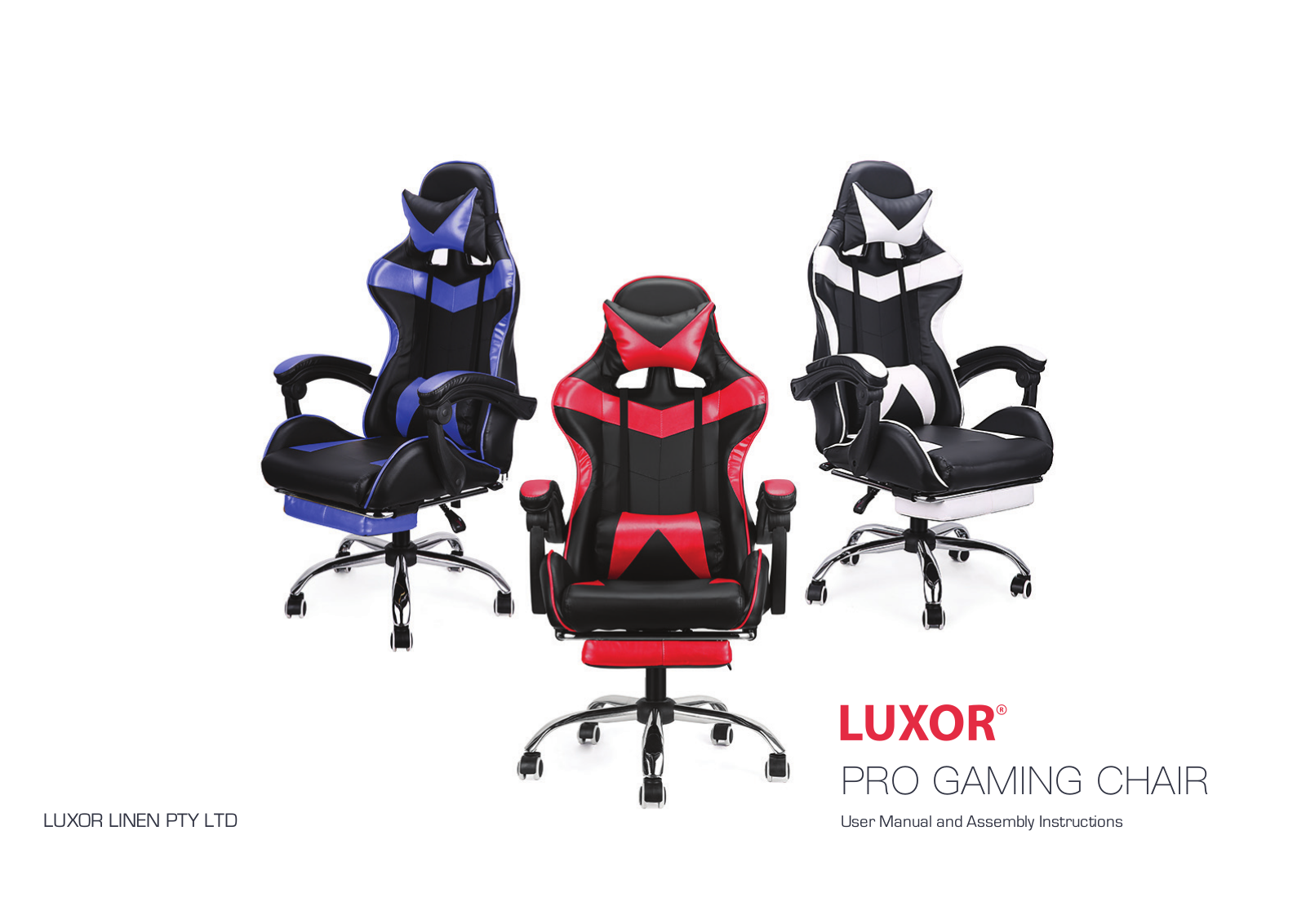 Luxor Pro Gaming Chair User Manual And Assembly Instructions