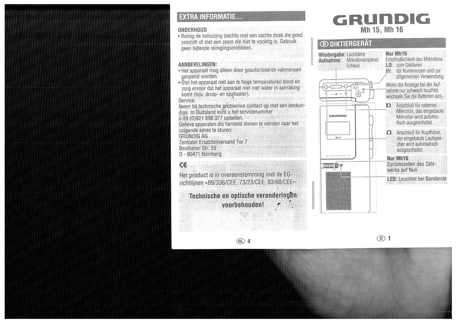 Grundig Mh 15, Mh 16 User guide