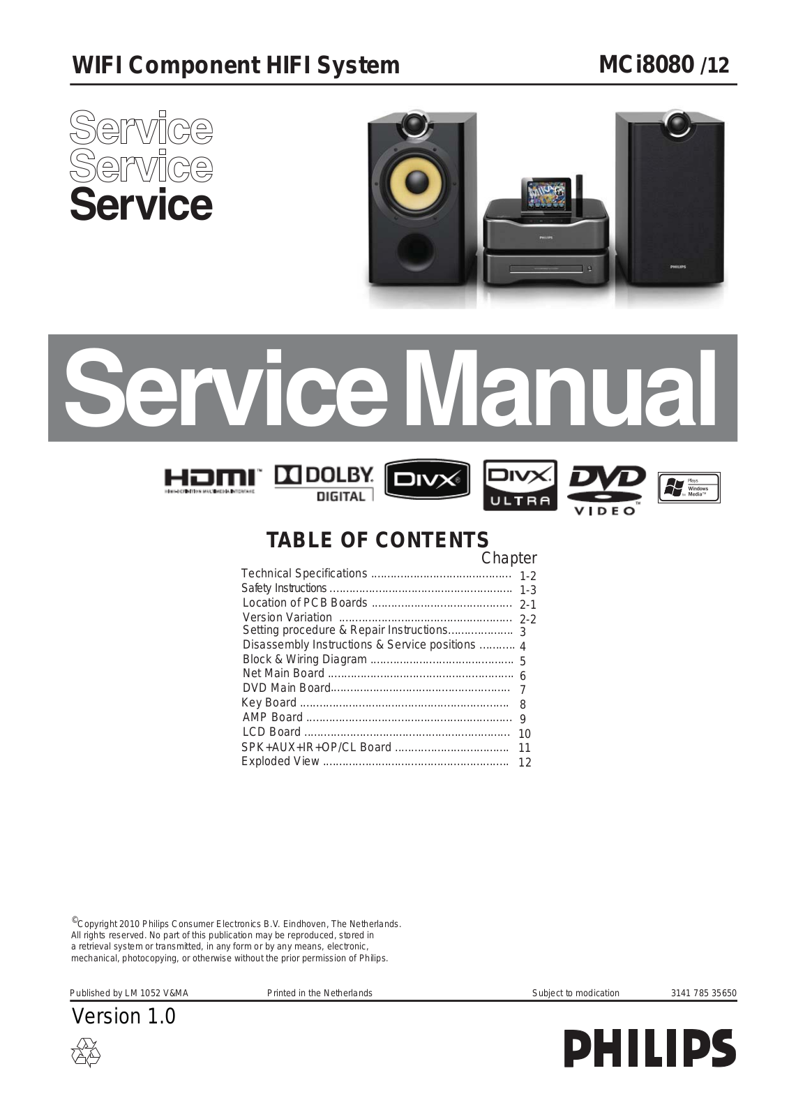 Philips MCI-8080 Service Manual