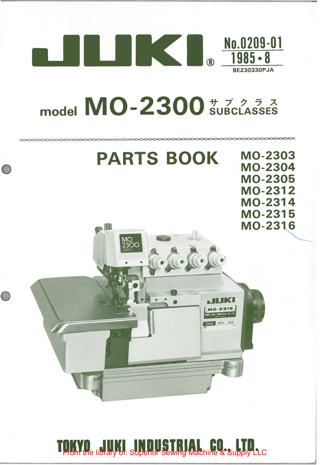 Juki M0-2303, M0-2304, M0-2305, M0-2312, M0-2314 Manual
