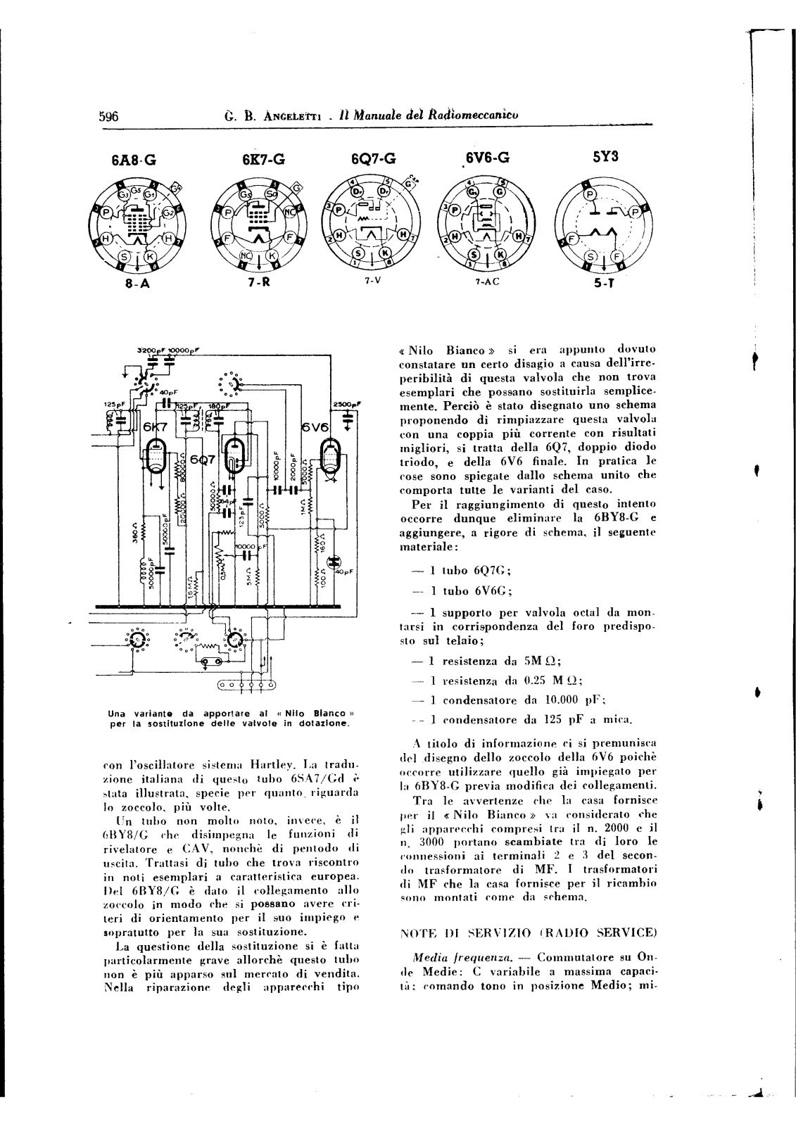 Radiomarelli 6A8-G, 6K7-G, 6Q7-G, 6V6-G, 5Y3 schematic