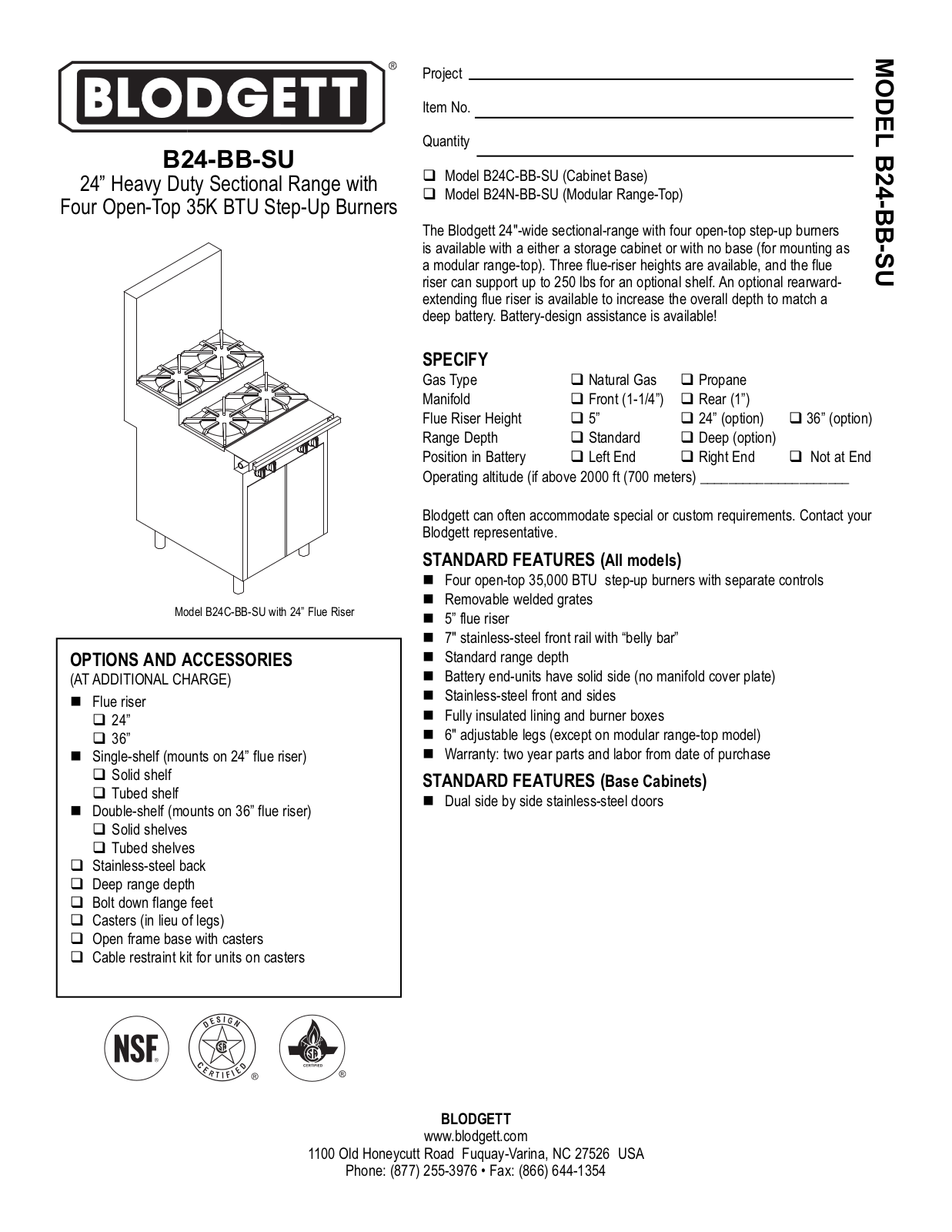 Blodgett B24C-BB-SU User Manual