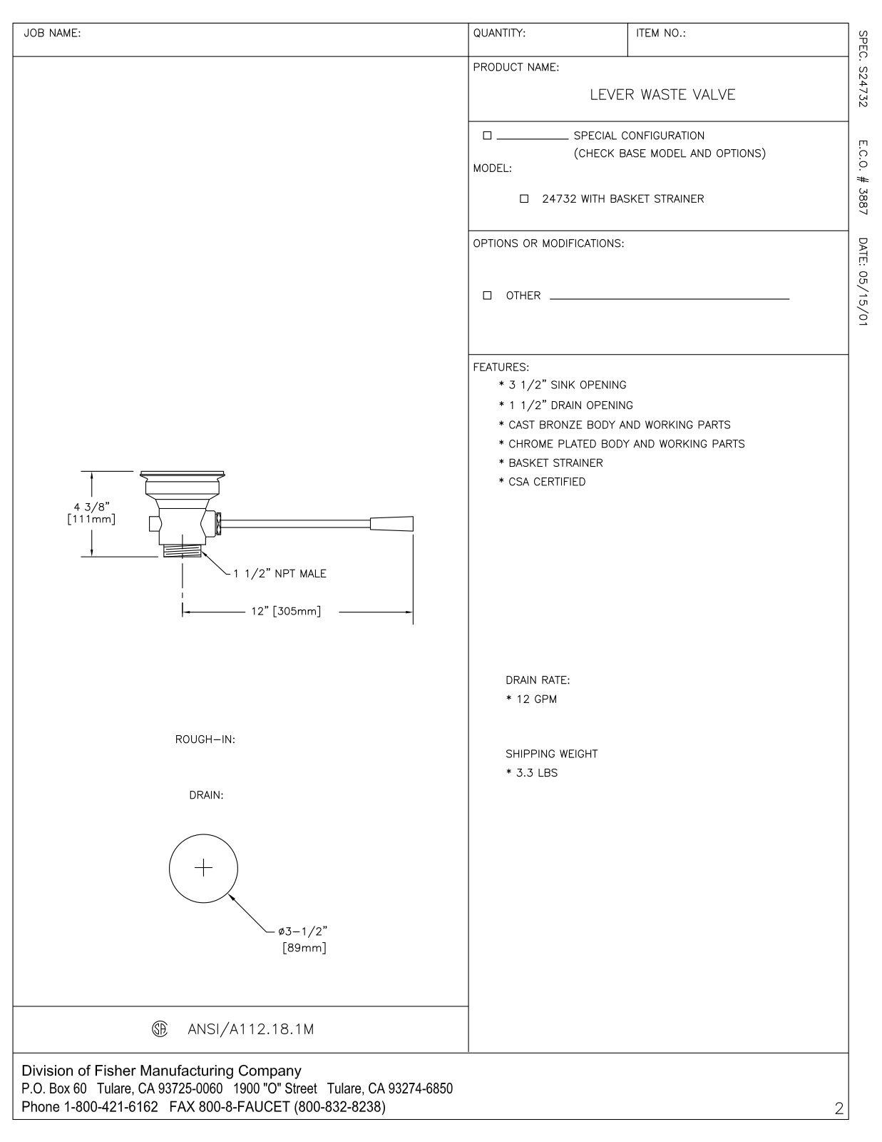 Fisher Manufacturing 24732 User Manual