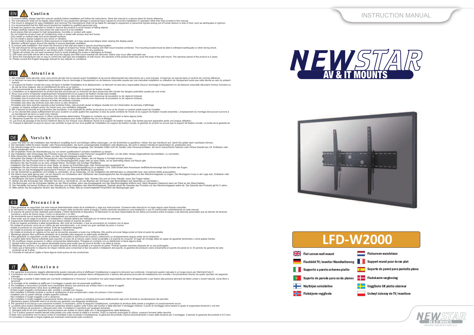 Newstar LFD-W2000 User Manual