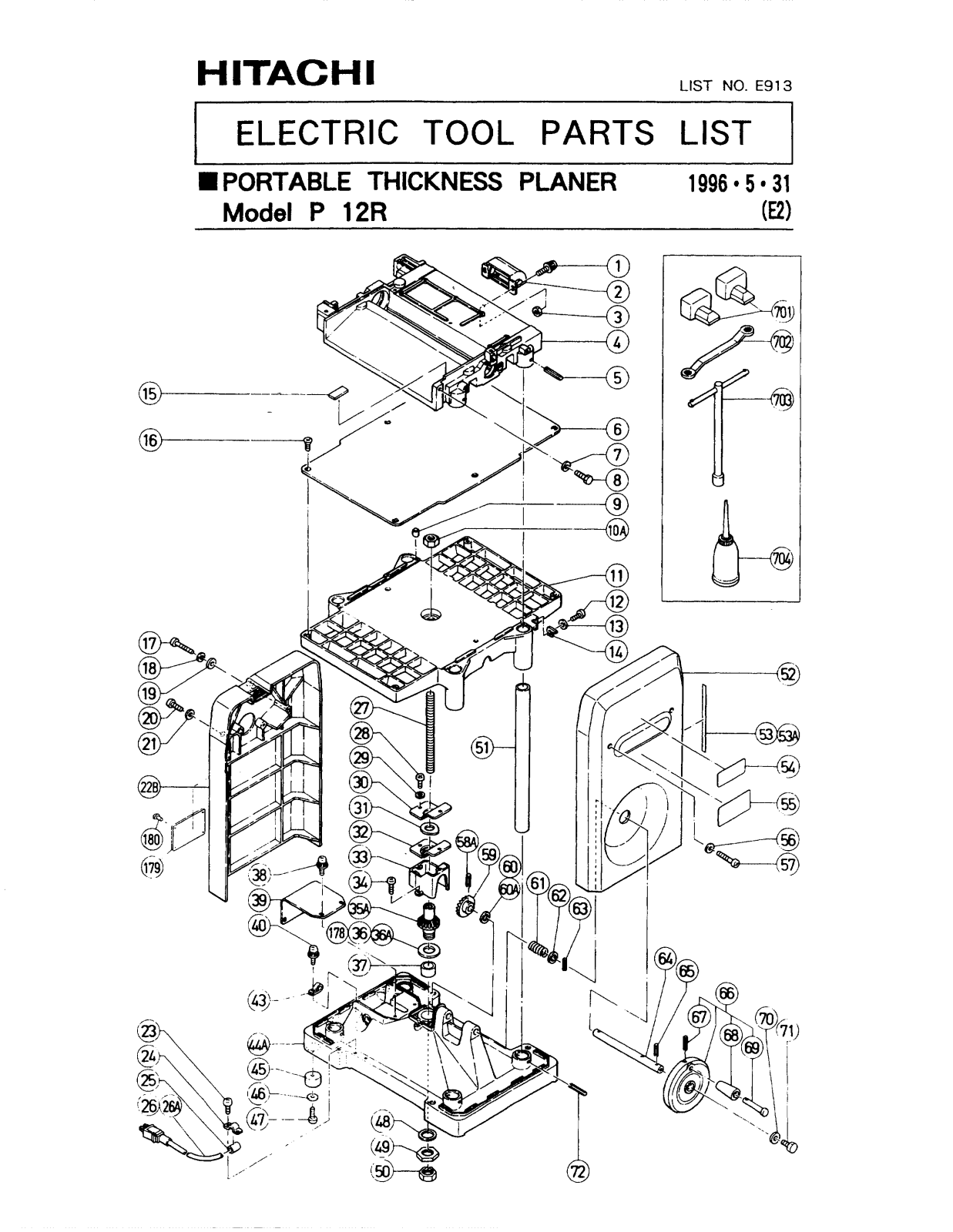 Hitachi P12R PARTS LIST