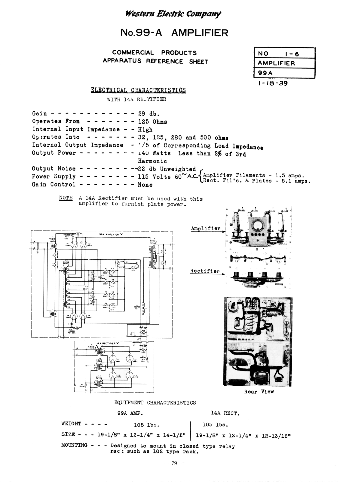 Western Electric 99-A Schematic