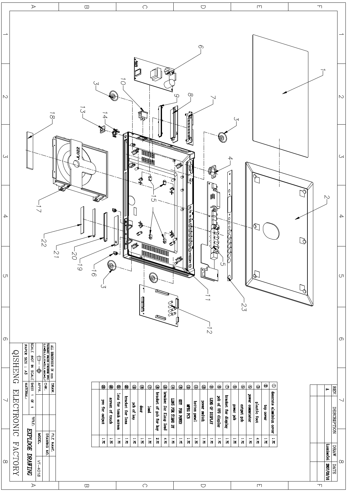 Vitek VT-4018 exploded view