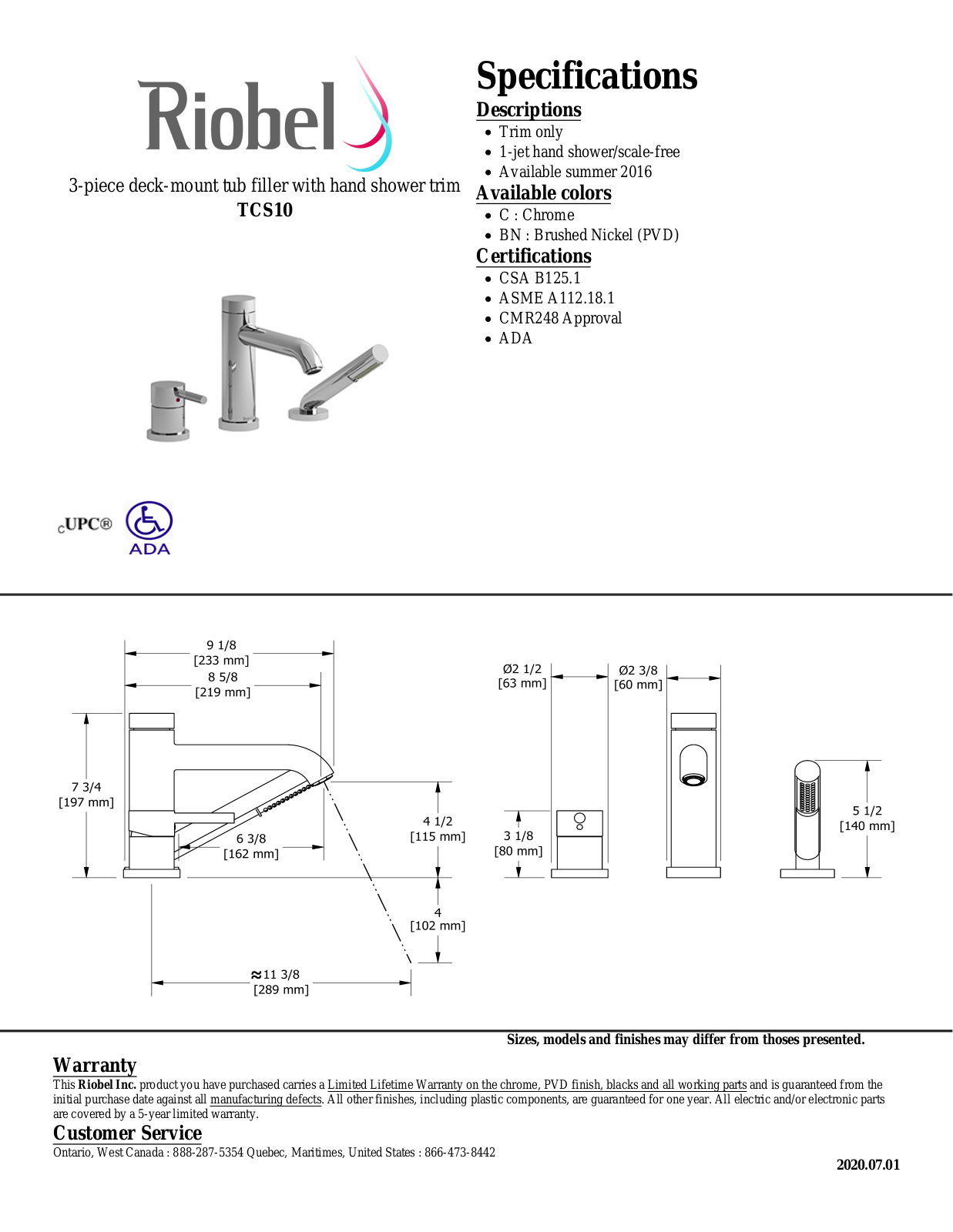 Riobel TCS10BN Specifications - ManualMachine.com