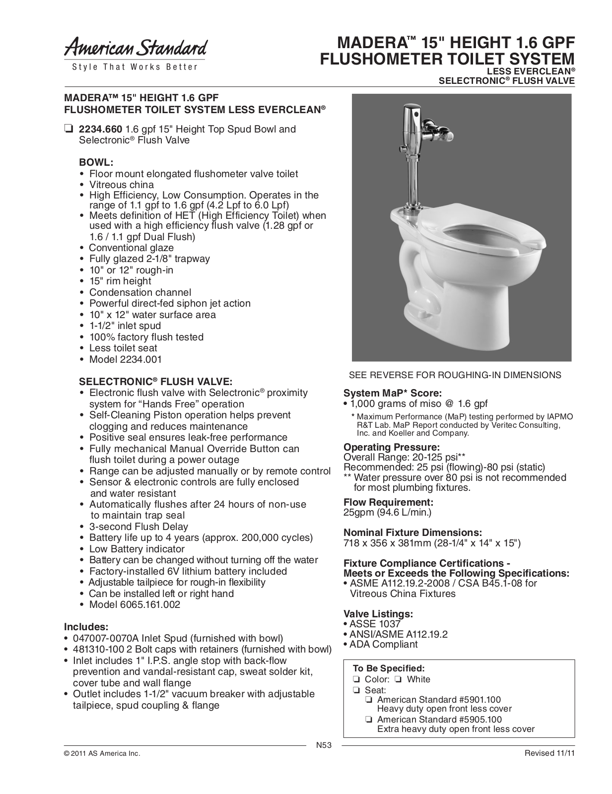 American Standard ASD8296 Specifications Sheet - ManualMachine.com