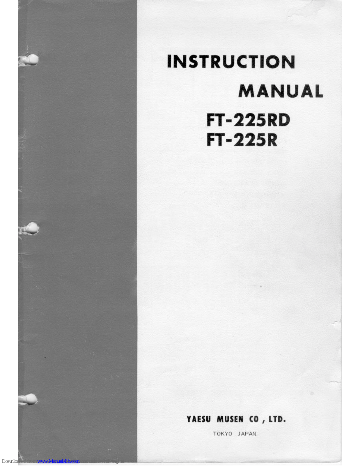 Yaesu FT-225RD, FT-225R Instruction Manual