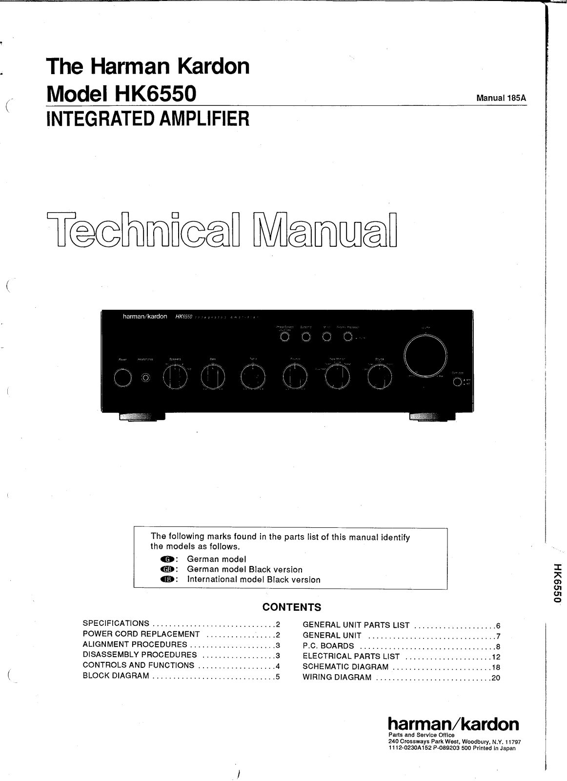 Harman Kardon HK-6550 Service manual