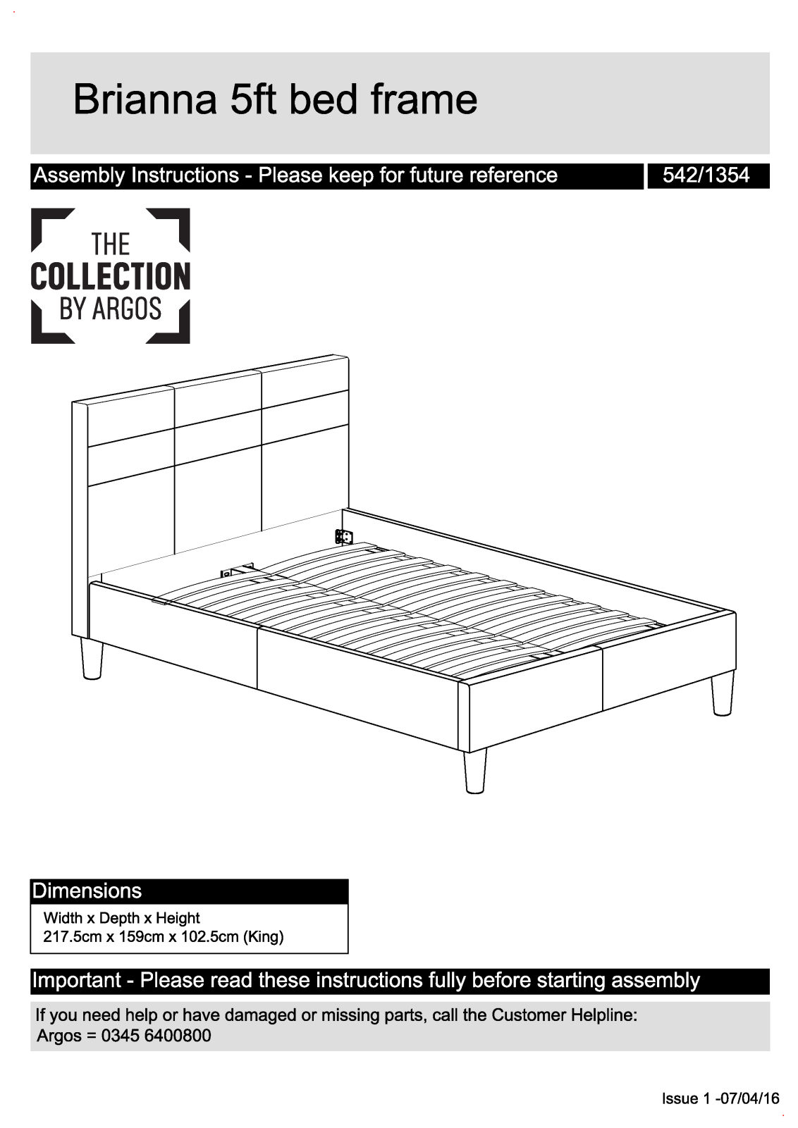 Argos 5421354 ASSEMBLY INSTRUCTIONS