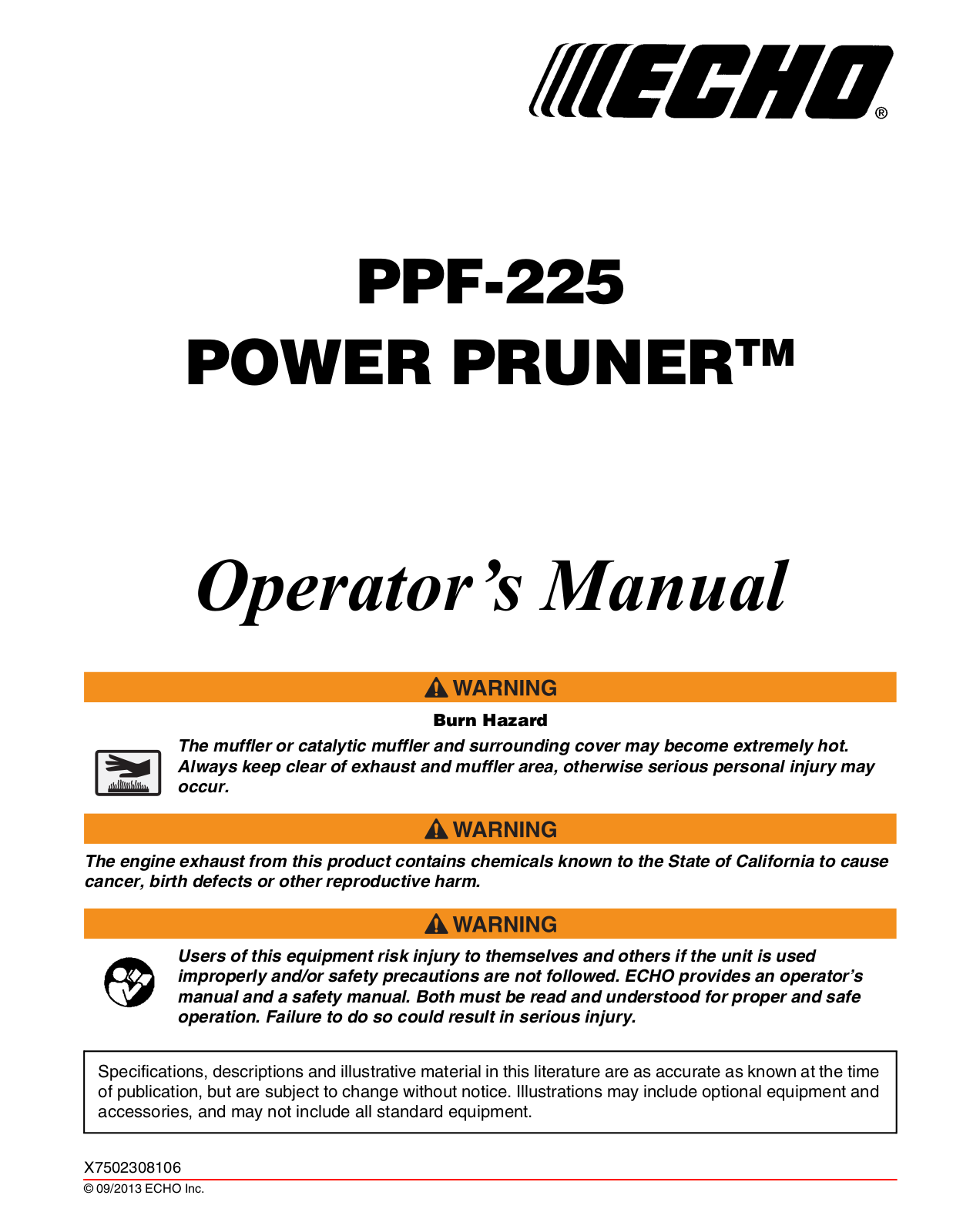 Echo PPF-225 User Manual